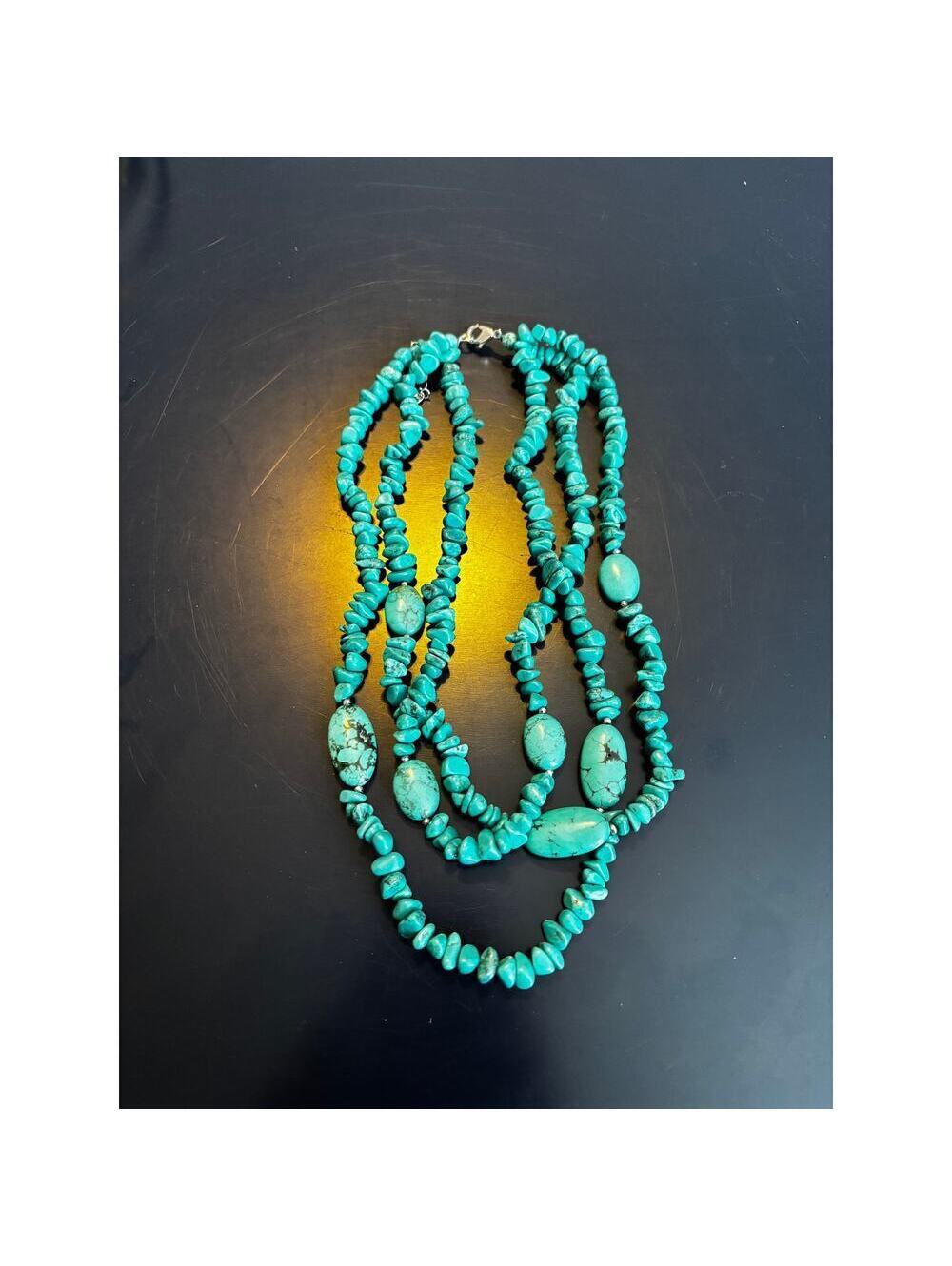 Unbranded EUC Vintage Multi-strand Turquoise Nugget and Chip Necklace